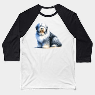 Watercolor Old English Sheepdog - Beautiful Dog Baseball T-Shirt